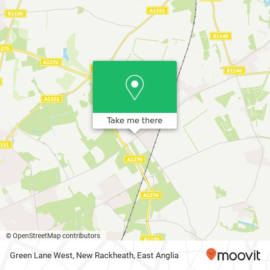 Green Lane West, New Rackheath map