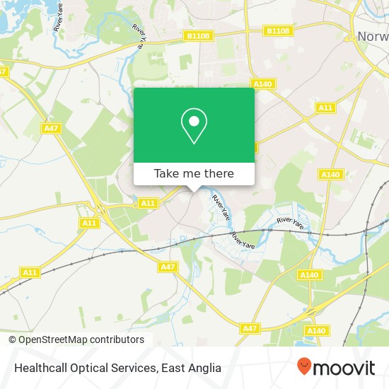 Healthcall Optical Services, 9B Intwood Road Cringleford Norwich NR4 6 map