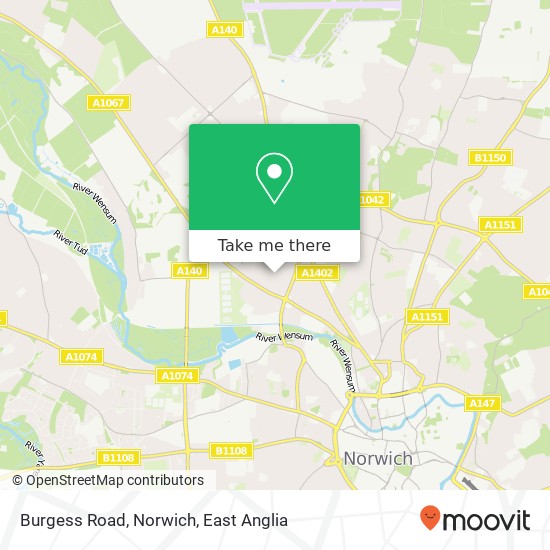 Burgess Road, Norwich map