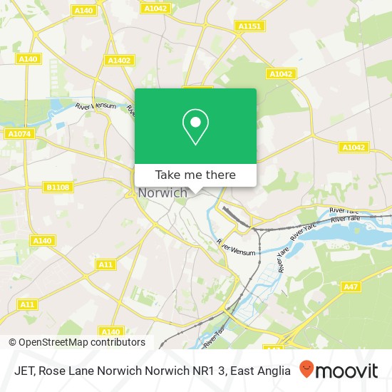 JET, Rose Lane Norwich Norwich NR1 3 map