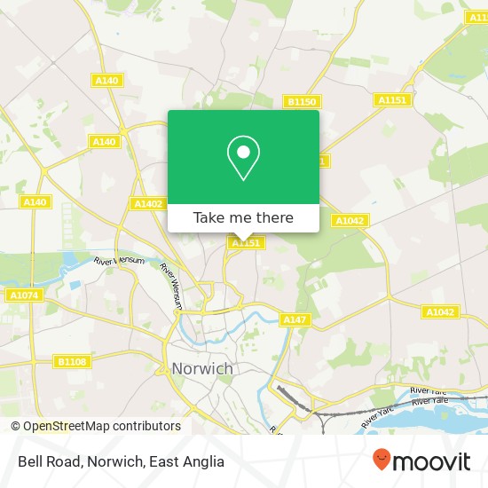 Bell Road, Norwich map