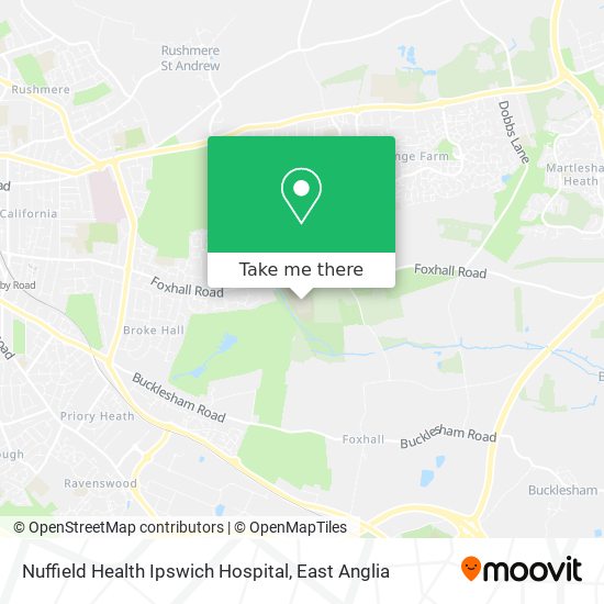 Nuffield Health Ipswich Hospital map