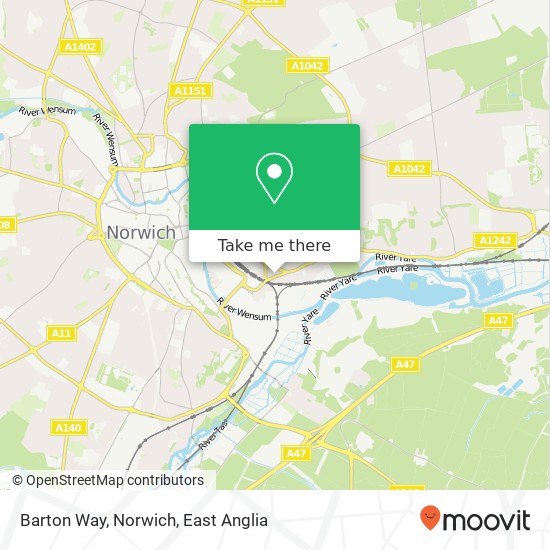 Barton Way, Norwich map