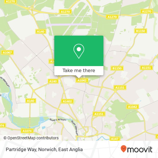 Partridge Way, Norwich map