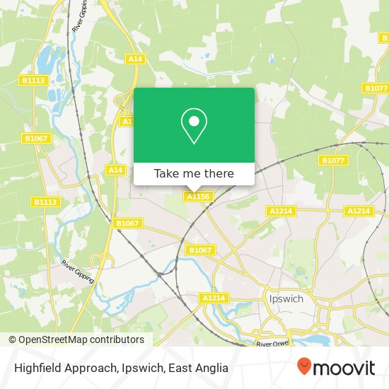 Highfield Approach, Ipswich map