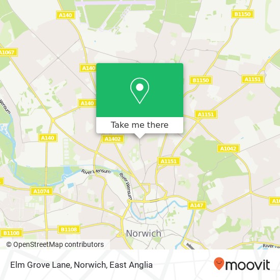 Elm Grove Lane, Norwich map