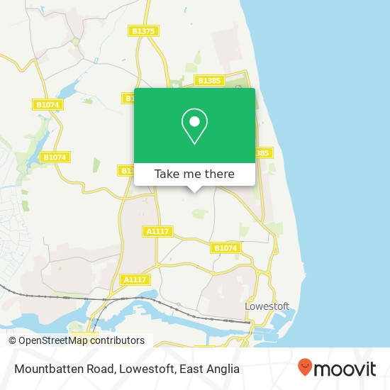 Mountbatten Road, Lowestoft map