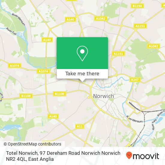 Totel Norwich, 97 Dereham Road Norwich Norwich NR2 4QL map