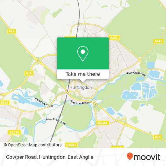 Cowper Road, Huntingdon map