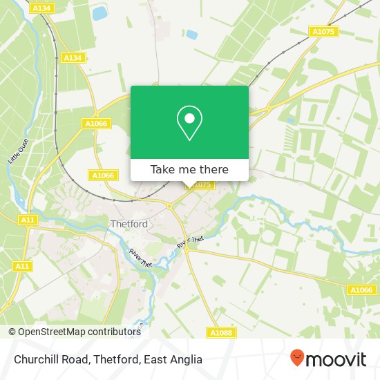 Churchill Road, Thetford map