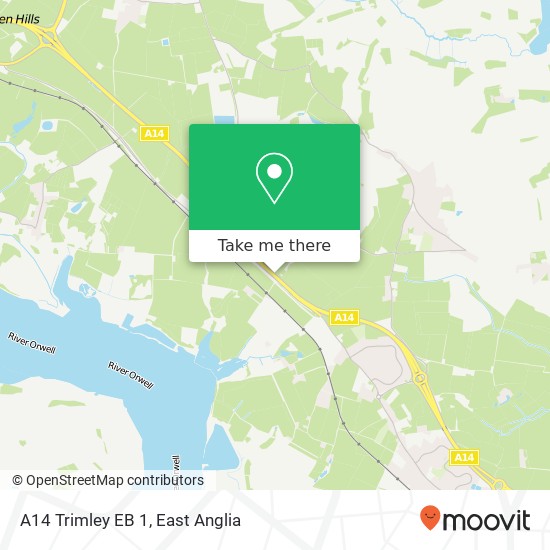 A14 Trimley EB 1, A14 Trimley Felixstowe IP11 0 map
