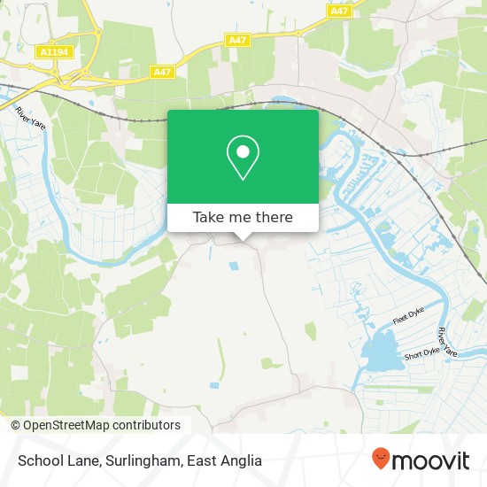 School Lane, Surlingham map