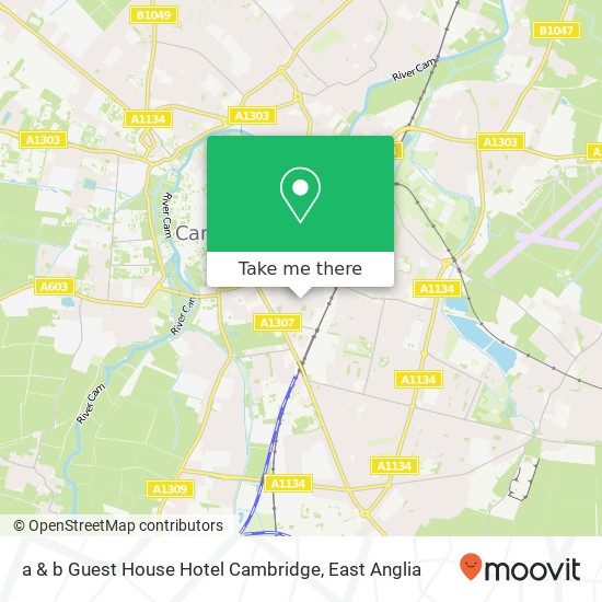 a & b Guest House Hotel Cambridge map