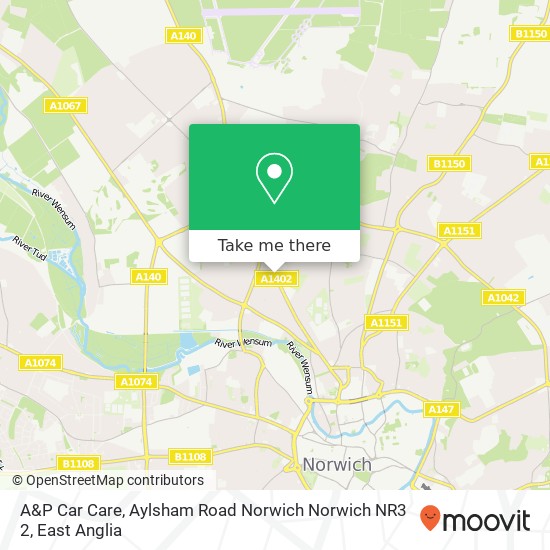 A&P Car Care, Aylsham Road Norwich Norwich NR3 2 map