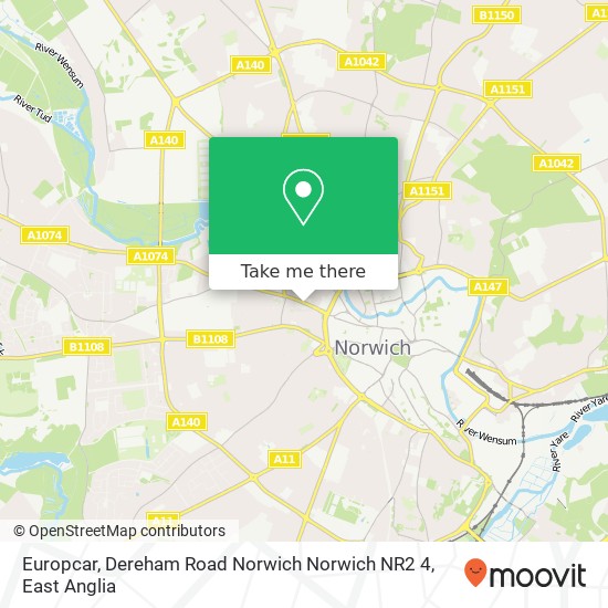 Europcar, Dereham Road Norwich Norwich NR2 4 map