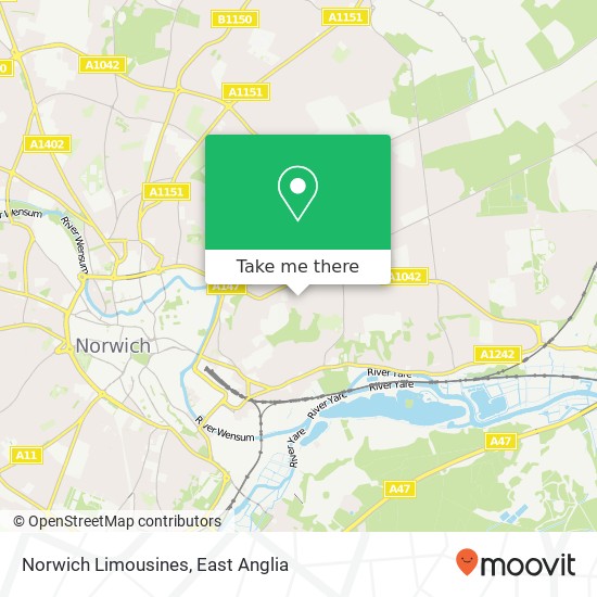 Norwich Limousines map
