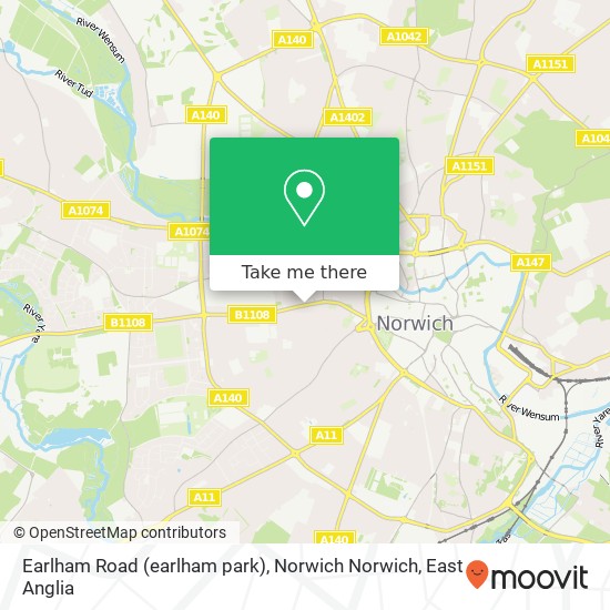 Earlham Road (earlham park), Norwich Norwich map