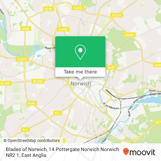 Blades of Norwich, 14 Pottergate Norwich Norwich NR2 1 map