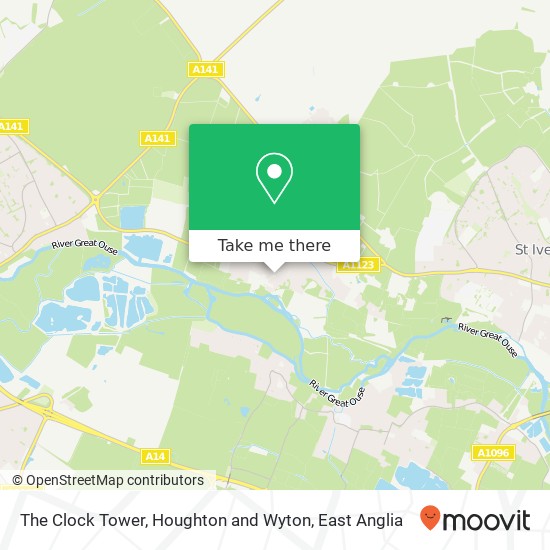 The Clock Tower, Houghton and Wyton map