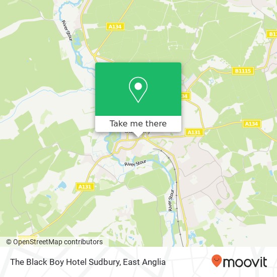The Black Boy Hotel Sudbury map