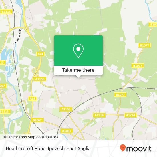 Heathercroft Road, Ipswich map