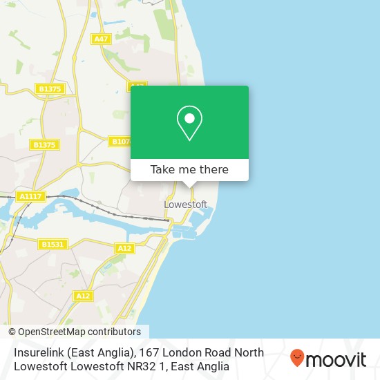 Insurelink (East Anglia), 167 London Road North Lowestoft Lowestoft NR32 1 map