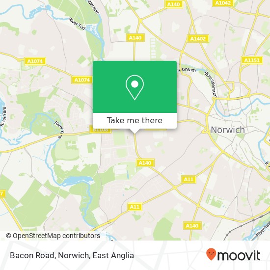 Bacon Road, Norwich map