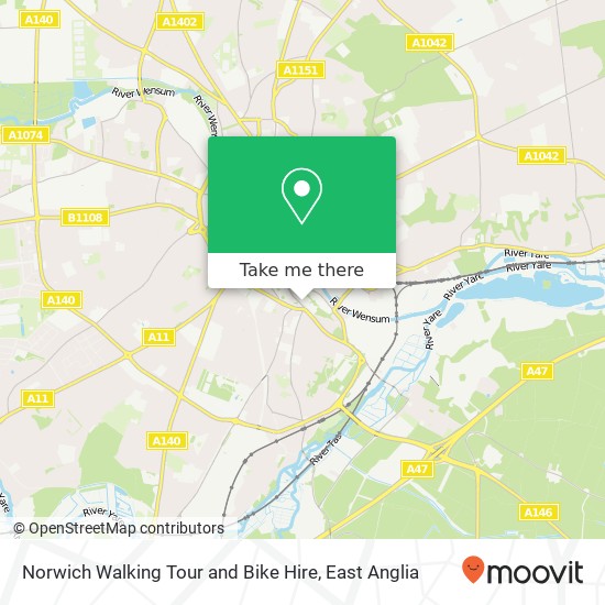 Norwich Walking Tour and Bike Hire map