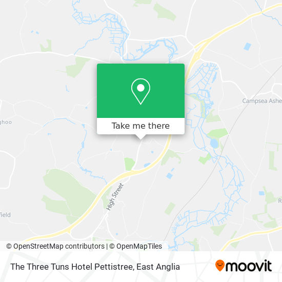 The Three Tuns Hotel Pettistree map