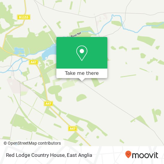 Red Lodge Country House, West Acre King's Lynn map