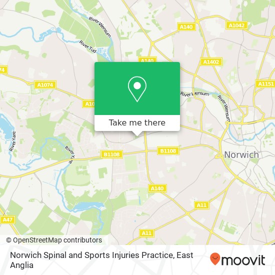 Norwich Spinal and Sports Injuries Practice, 302 Bowthorpe Road Norwich Norwich NR5 8AB map