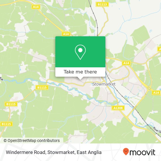 Windermere Road, Stowmarket map