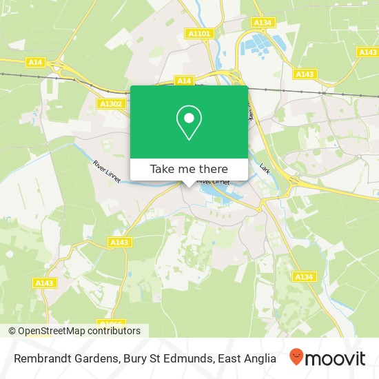 Rembrandt Gardens, Bury St Edmunds map