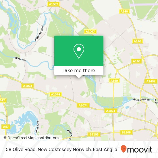 58 Olive Road, New Costessey Norwich map