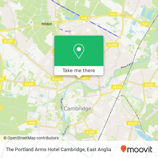 The Portland Arms Hotel Cambridge map