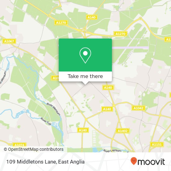 109 Middletons Lane, Hellesdon Norwich map