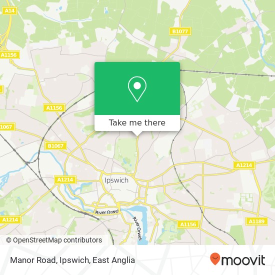 Manor Road, Ipswich map