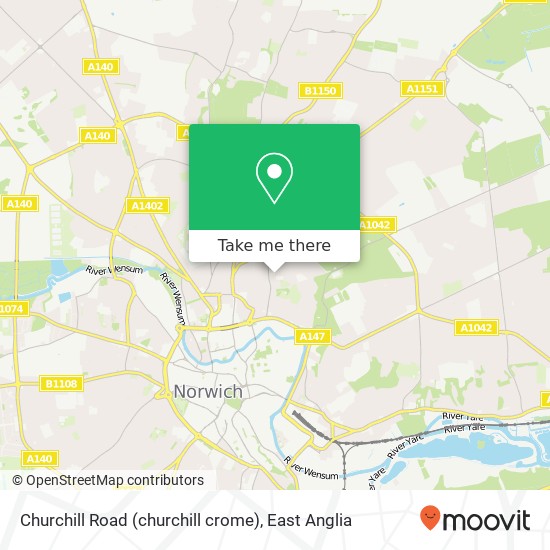 Churchill Road (churchill crome), Norwich Norwich map