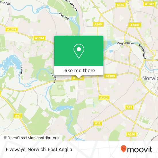 Fiveways, Norwich map