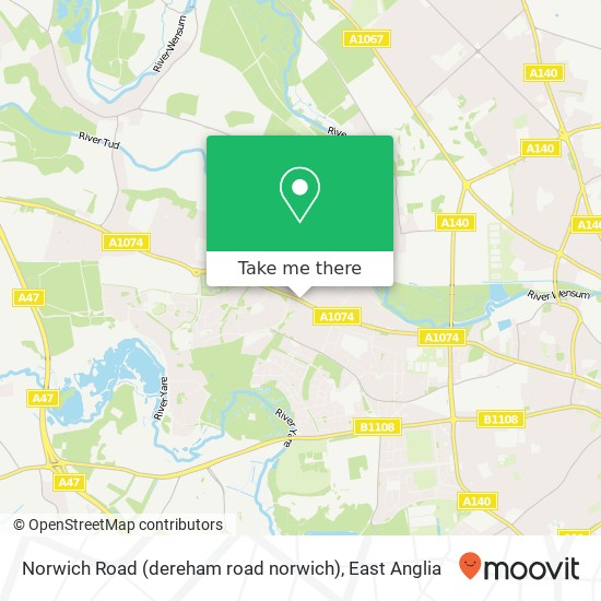 Norwich Road (dereham road norwich), New Costessey Norwich map