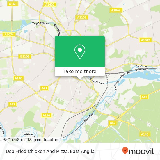 Usa Fried Chicken And Pizza, 216 Queens Road Norwich Norwich NR1 3HG map