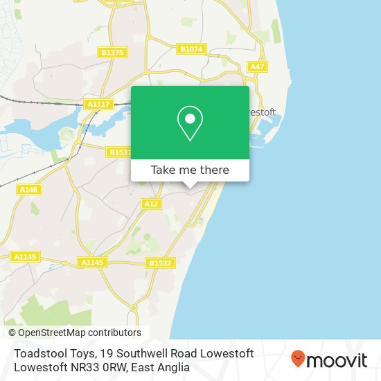 Toadstool Toys, 19 Southwell Road Lowestoft Lowestoft NR33 0RW map