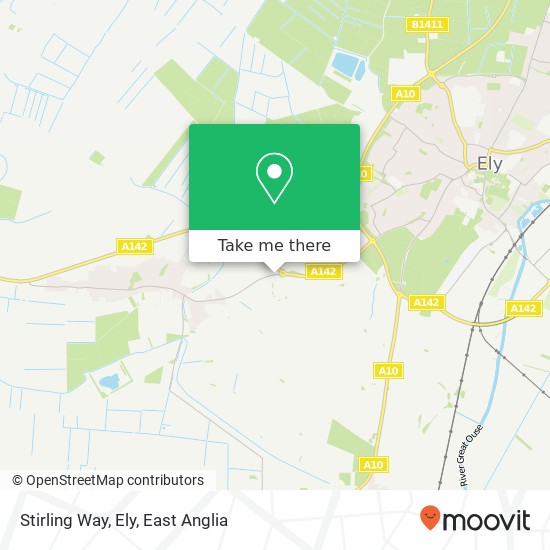 Stirling Way, Ely map