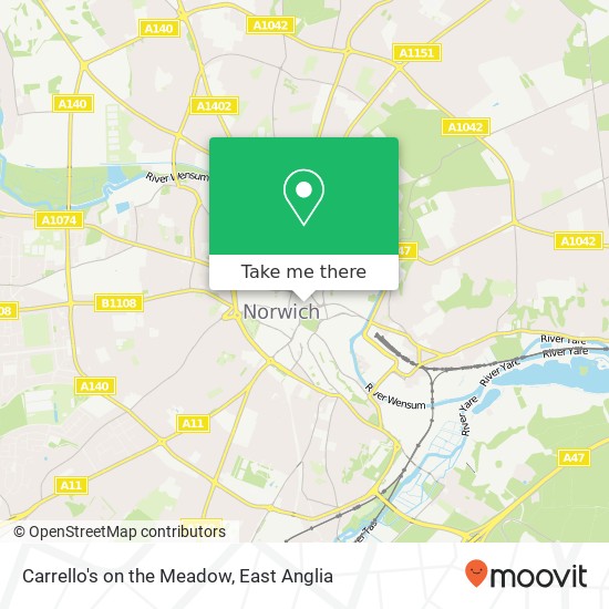 Carrello's on the Meadow, Castle Meadow Norwich Norwich NR1 3DH map