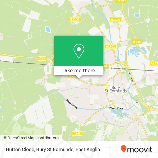 Hutton Close, Bury St Edmunds map