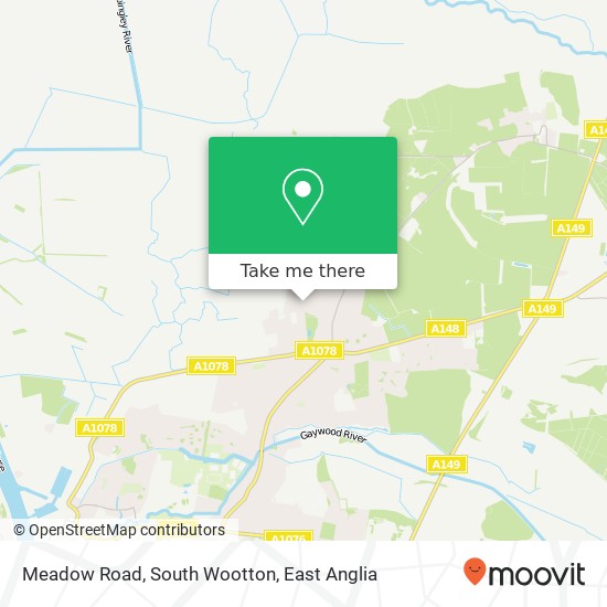 Meadow Road, South Wootton map