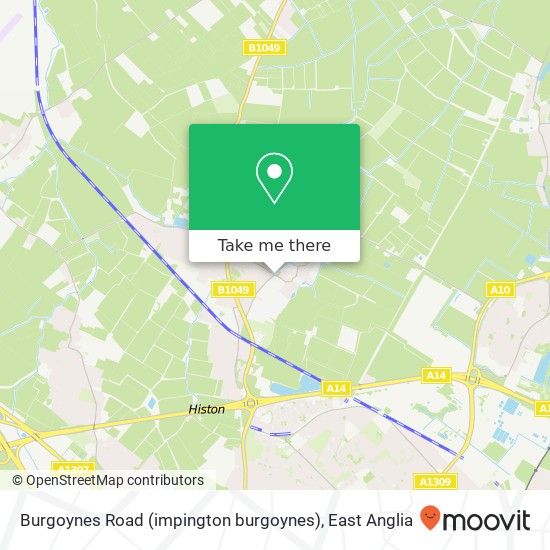 Burgoynes Road (impington burgoynes), Histon Cambridge map