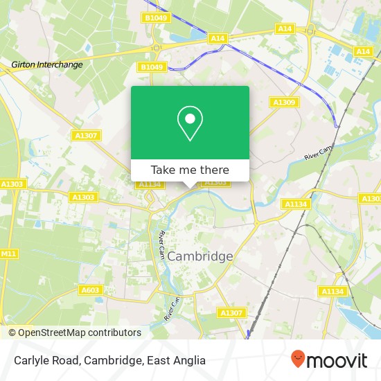 Carlyle Road, Cambridge map