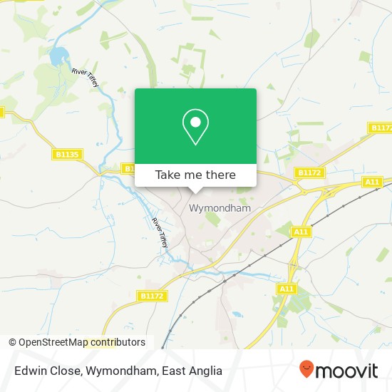 Edwin Close, Wymondham map