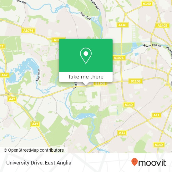 University Drive, Norwich Norwich map